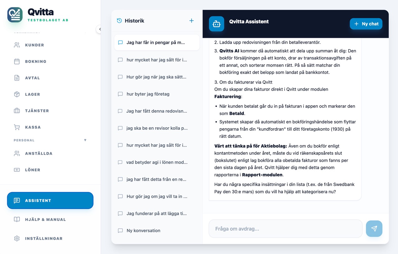 Qvitta AI Assistant